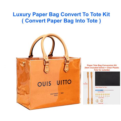 convert lv shopping paper bag into tote|diy lv paper bag.